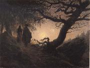 Caspar David Friedrich Man and Woman contemplating the Moon France oil painting artist